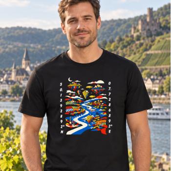 Model mit schwarzem leichtes T-Shirt Mittelrhein im Studio